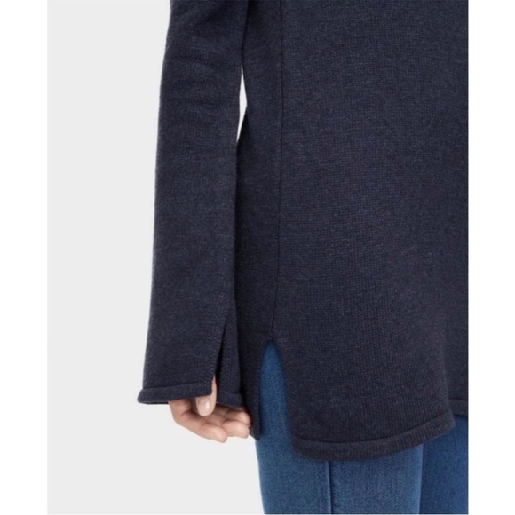 UGG Rhodyn Off Shoulder Long Sleeve Sweater Navy blue medium knit tunic wool M - Picture 3 of 13